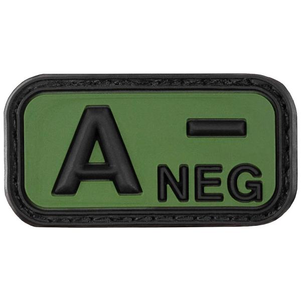 Max Fuchs Klettabzeichen 3D | Blutgruppe "A NEG" | schwarz-oliv