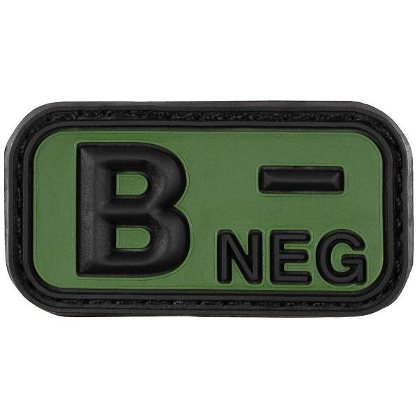 Max Fuchs Klettabzeichen 3D | Blutgruppe "B NEG" | schwarz-oliv