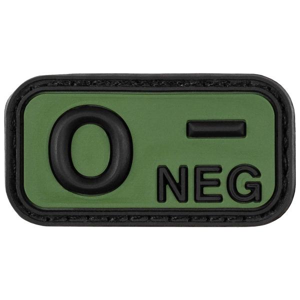 Max Fuchs Klettabzeichen 3D | Blutgruppe "0 NEG" | schwarz-oliv